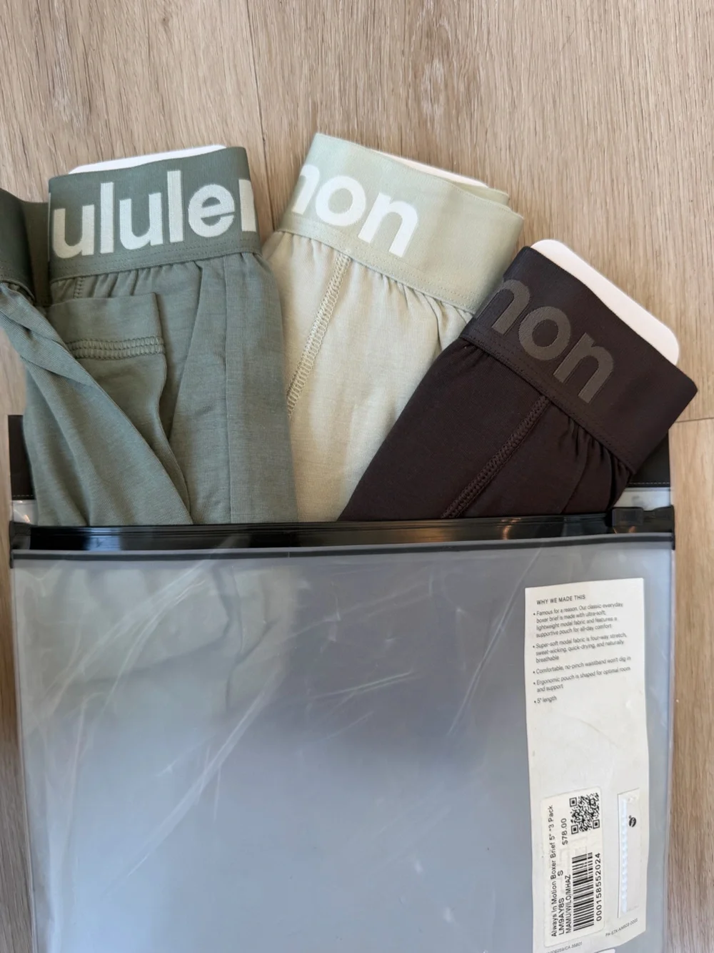 lululemon athletica Men's Always in Motion boxer briefs 5” — Olive, Sage, Brown